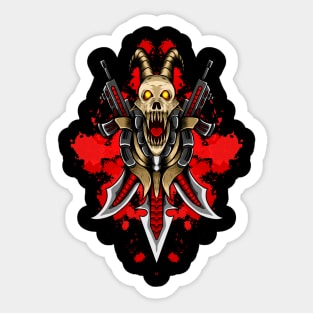 Dark skull and gun Sticker